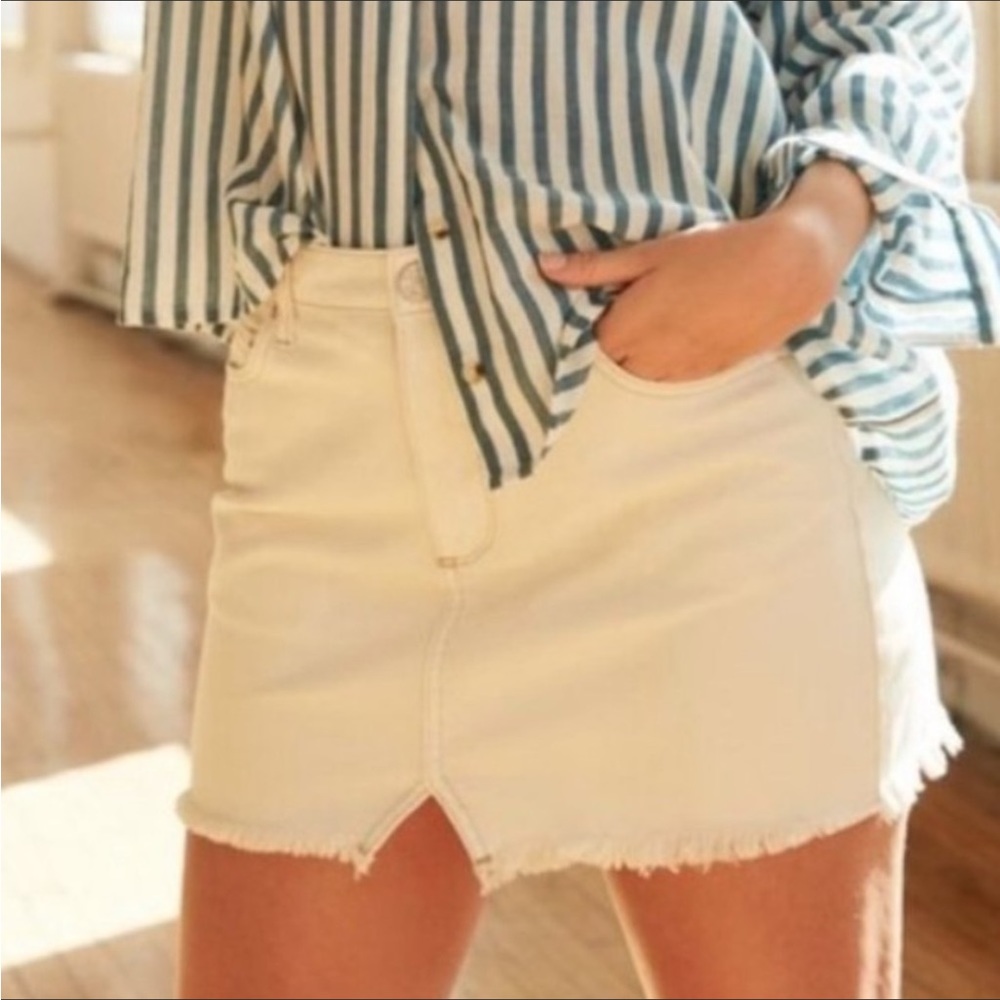 UO BDG Denim Mini Skirt in Ecru